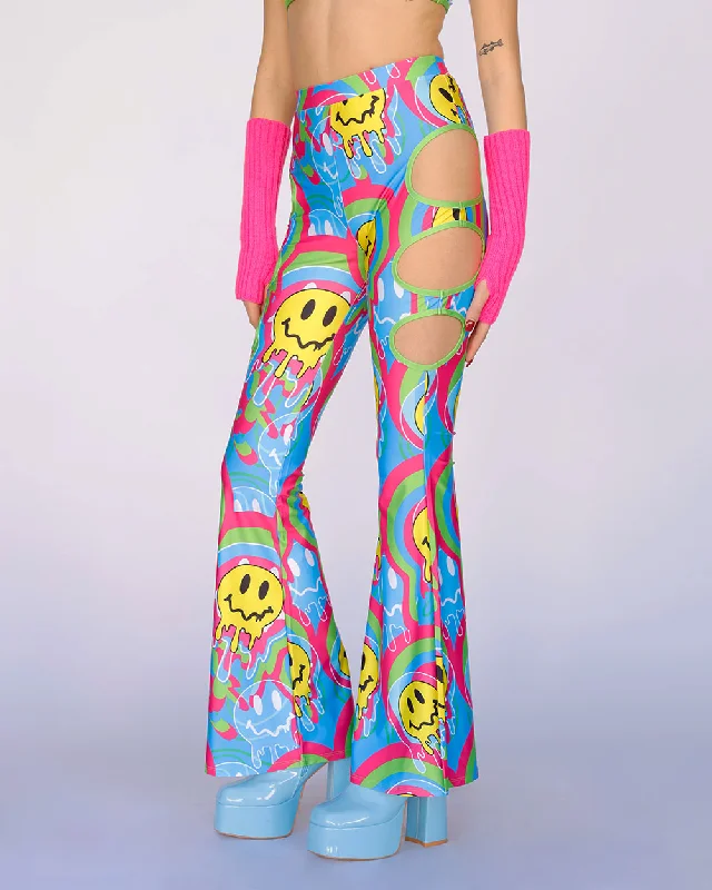 Fashionable Dresses for Women Trippy Time Acid Smiley Bell Bottoms