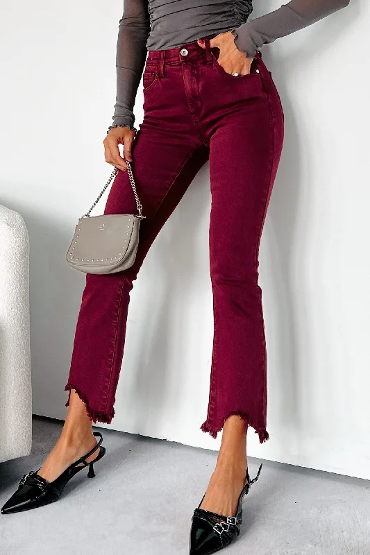 Clearance Event Tulsa Mid Rise Tummy Control Special A Kick Flare Jeans (Wine)